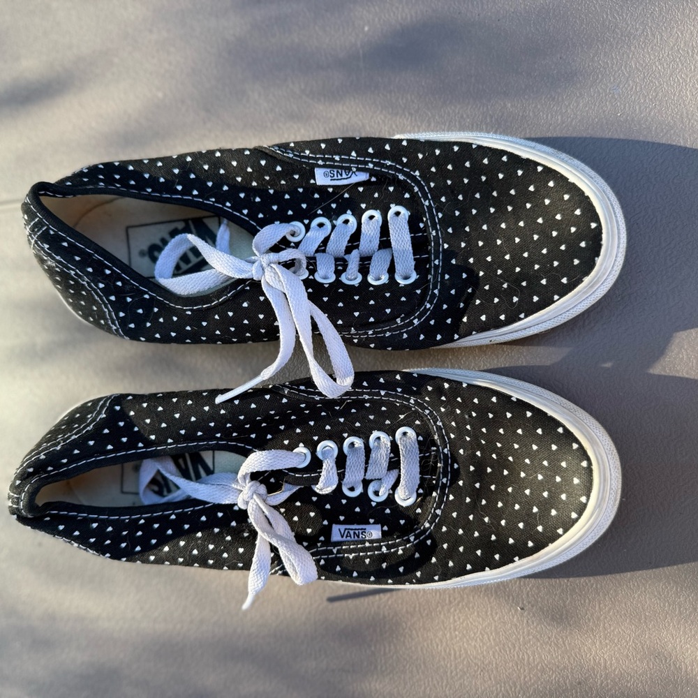 Vans Black and White Heart Dot Sneakers